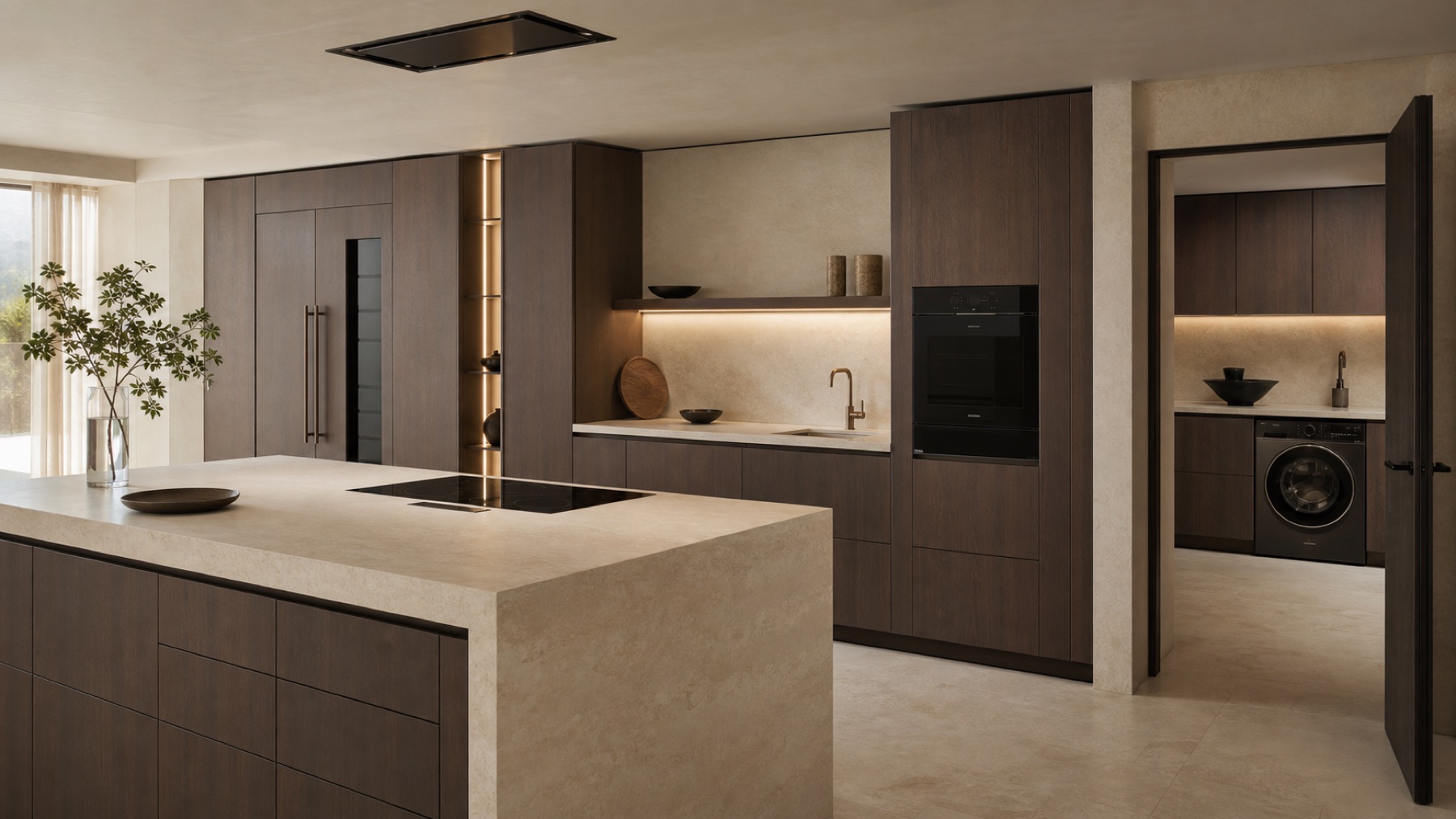 Cocina contemporánea con varios electrodomésticos Gaggenau