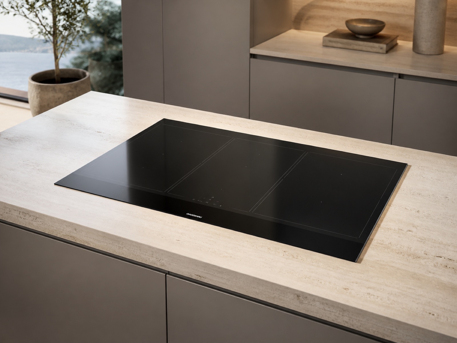placa de inducción Gaggenau en una isla de cocina
