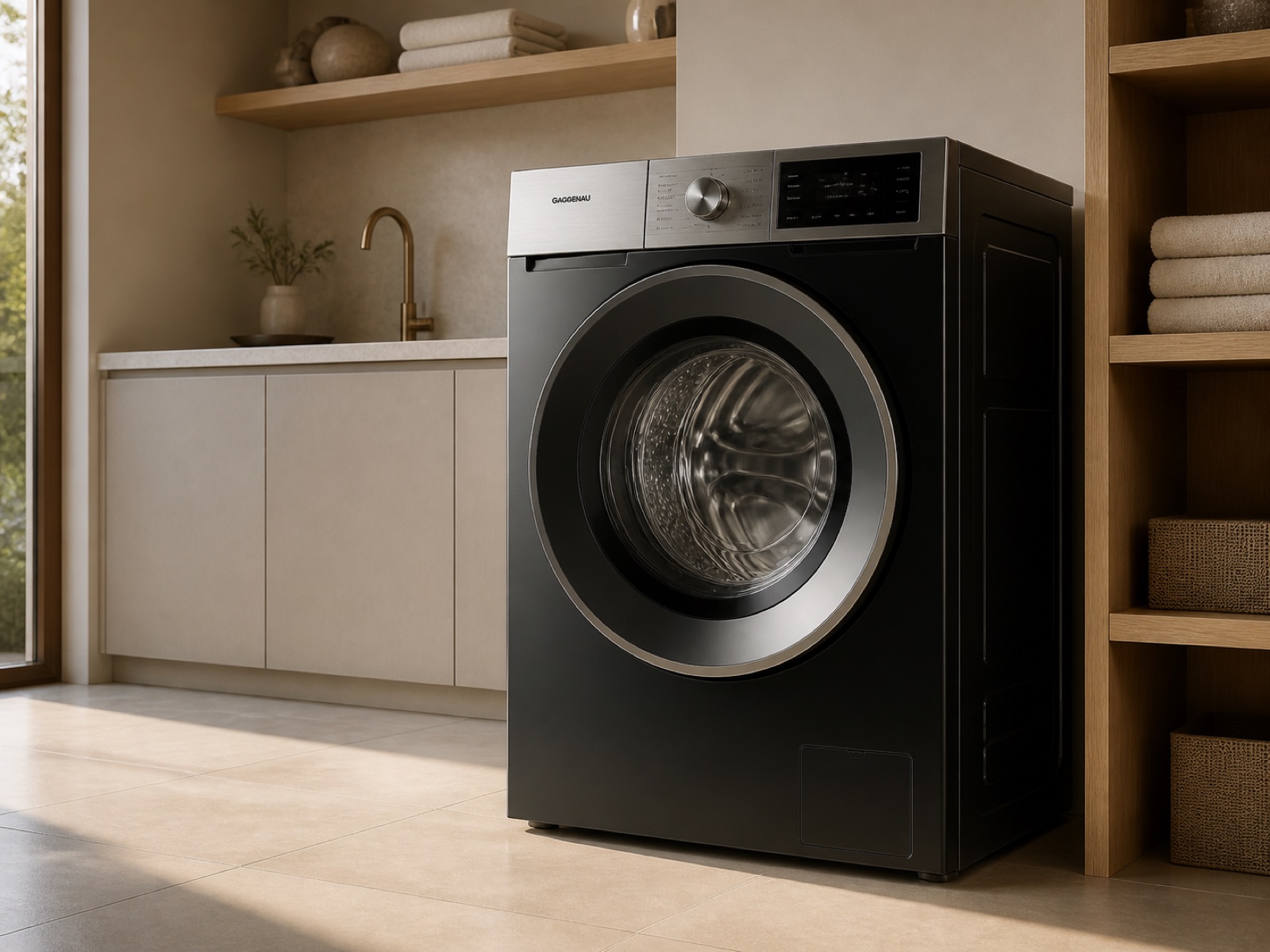 Lavadora Gaggenau en una zona de lavado contemporánea
